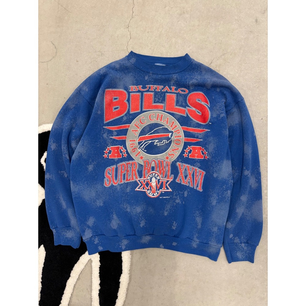 Vintage 1991 Buffalo Bills AFC Champions Super Bowl XXVI Sweatshirt Blue XL